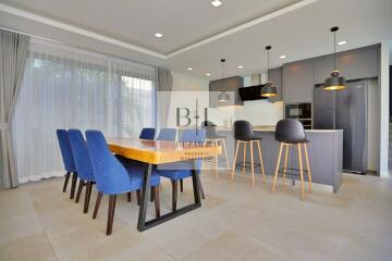 Modern kitchen with dining area