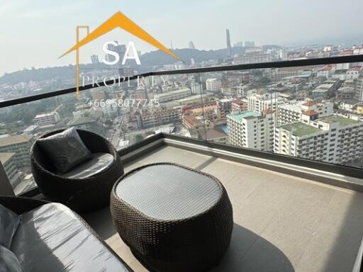 Modern balcony with a city view