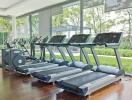 Fitness center with treadmills and exercise bikes