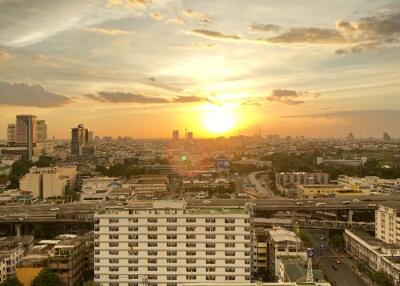 Cityscape view at sunset