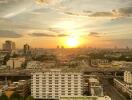 Cityscape view at sunset