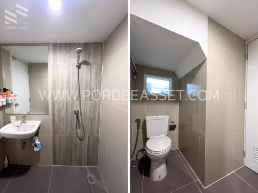 Modern bathroom with shower and toilet