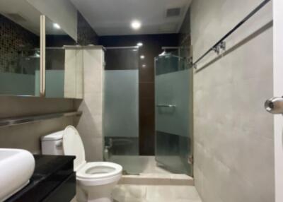 Modern bathroom with shower and toilet