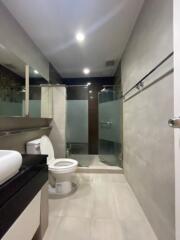 Modern bathroom with shower and toilet