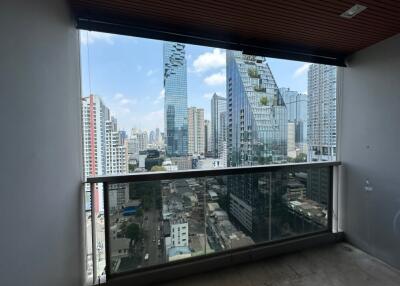 Urban balcony with cityscape view