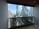 Urban balcony with cityscape view