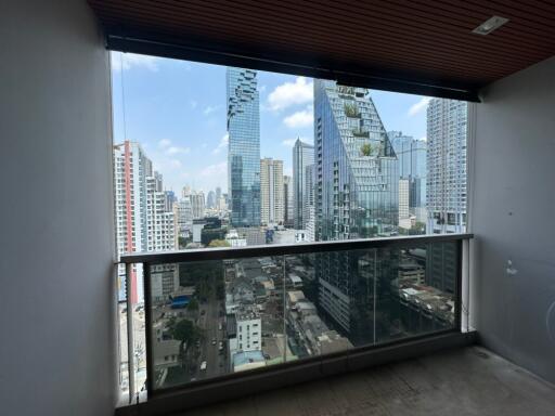 Urban balcony with cityscape view