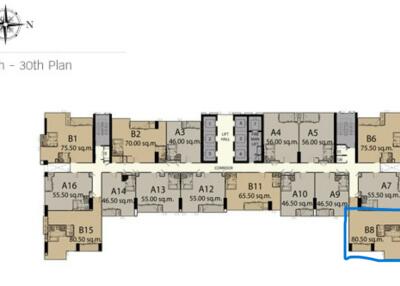 Floor plan of the 4th to 30th floor