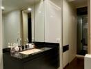 Modern bathroom with a vanity and a mirror