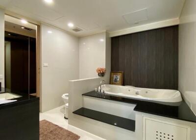 Modern bathroom with bathtub and contemporary decor