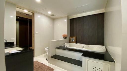 Modern bathroom with bathtub and contemporary decor