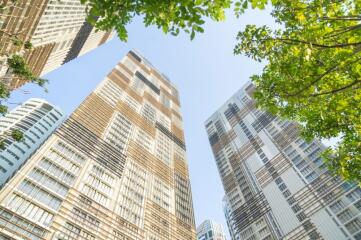 Exterior view of tall modern buildings