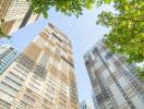 Exterior view of tall modern buildings