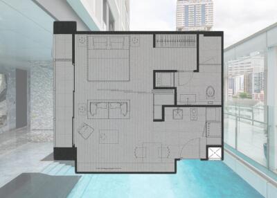 Floor plan with background pool area