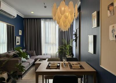 Modern living room with dining area