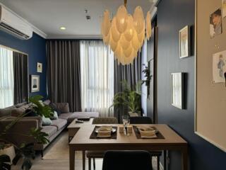 Modern living room with dining area