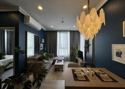 Modern living room with dining area and stylish decor