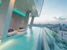 Infinity pool with city skyline view