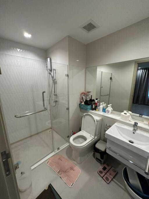 Modern bathroom with shower and toilet