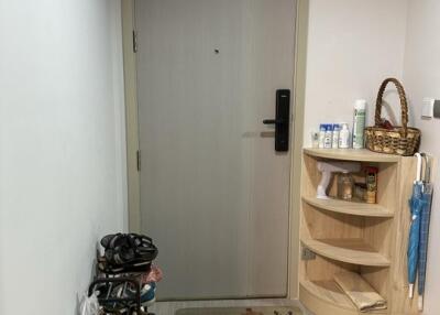 Entryway with door and shoe rack