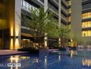 Apartment building courtyard with swimming pool