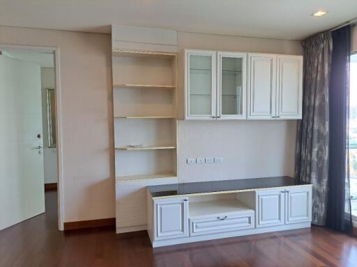 Built-in cabinets and shelving in a room