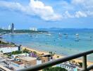 View of the beach from a balcony or rooftop