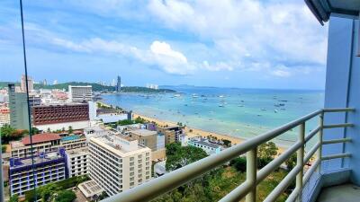 Ocean view from high-rise balcony