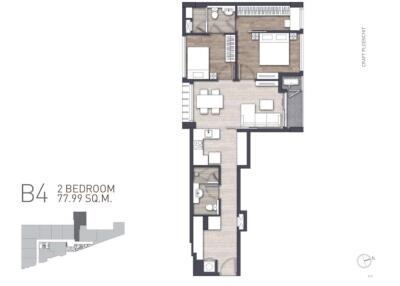 floor plan of B4_unit, 2 bedroom 77.99 sqm