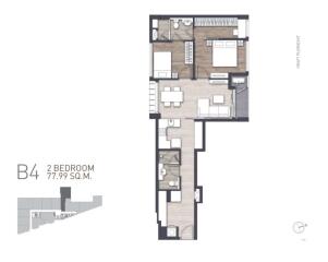 floor plan of B4_unit, 2 bedroom 77.99 sqm