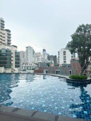 Rooftop infinity pool with cityscape view