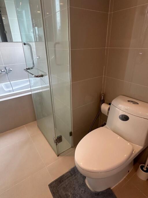 Modern bathroom with shower and toilet