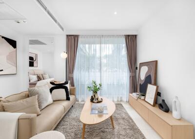 Contemporary living room with natural light