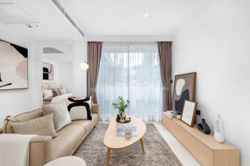 Contemporary living room with natural light