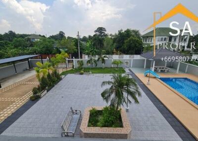 Spacious outdoor area with pool