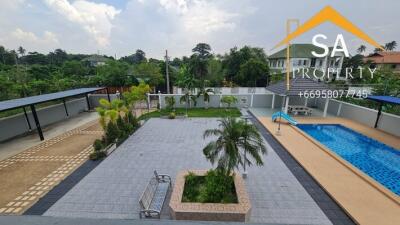 Spacious outdoor area with pool