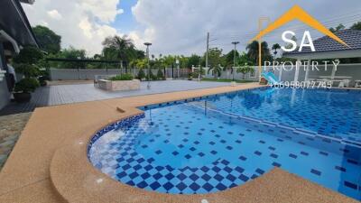 Spacious outdoor area with pool