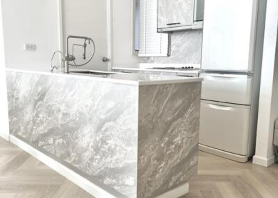 Modern kitchen with marble countertops