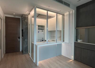 Modern kitchen with glass enclosure