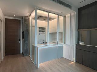 Modern kitchen with glass enclosure