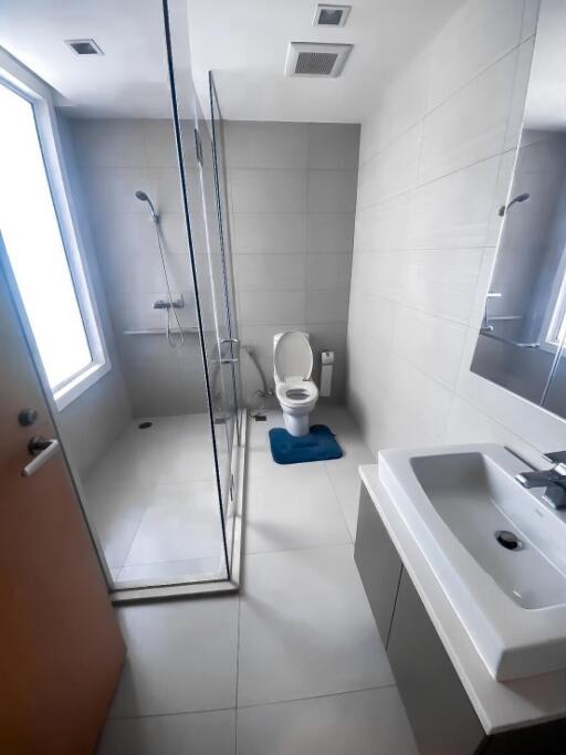 Modern bathroom with shower and toilet