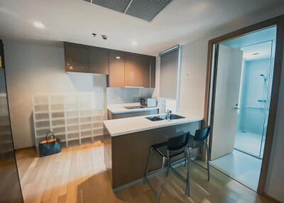 Modern kitchen with island and stools