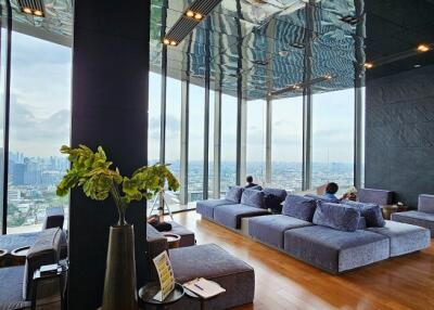 Modern living area with panoramic city views