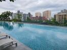 Rooftop swimming pool with cityscape view