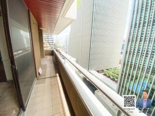 Balcony with view of high-rise buildings