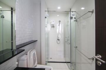 Modern bathroom with glass shower