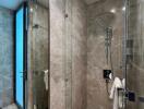 Modern bathroom with spacious shower area and contemporary fixtures