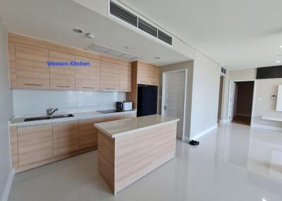 Modern kitchen with wooden cabinets and island