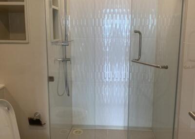 Modern bathroom with glass shower enclosure