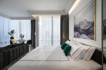 Modern, well-lit bedroom